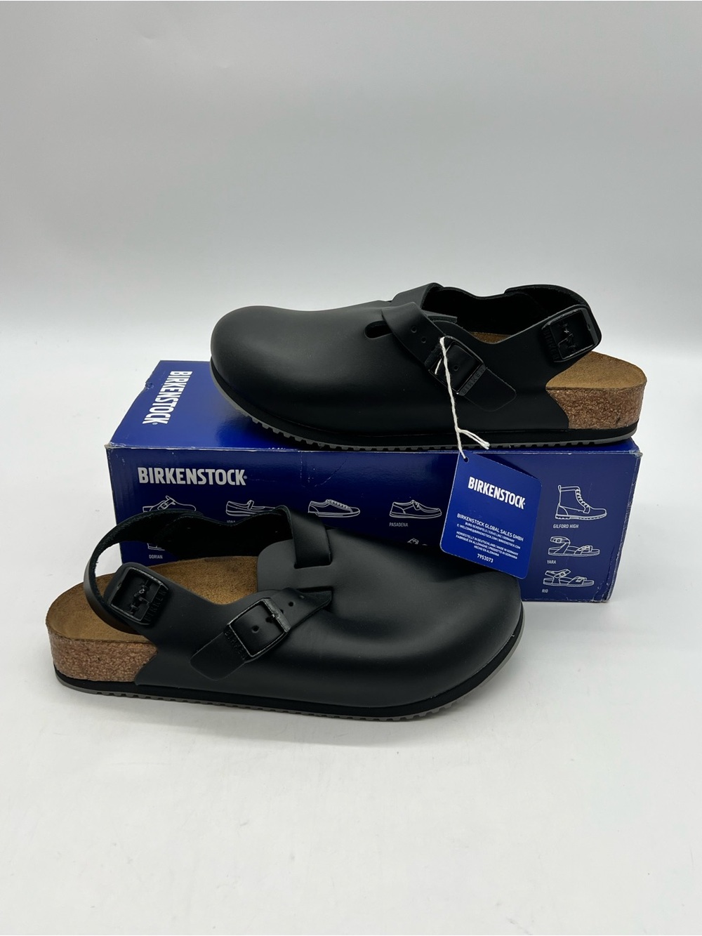 Birkenstock Tokio Super Grip Women 8 Narrow Black Leather Back Trap Clogs Sandal